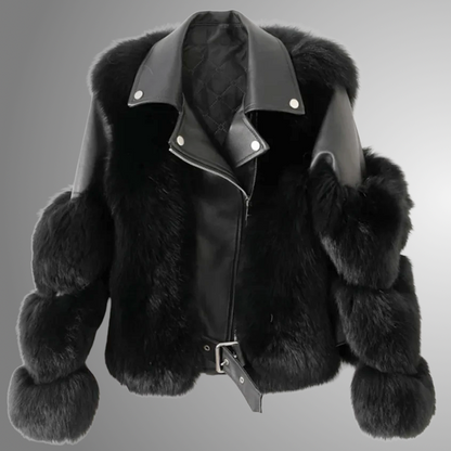 Veste en cuir et fourrure Valentina